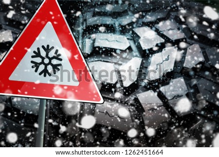change a car tires from summer for winter - danger sign