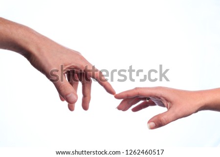 two hands on white background 