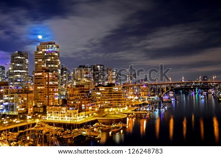 Exposed Shot Of Vancouver On A Clear Night