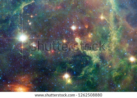 Beautiful galaxy background with nebula, stardust and bright stars. Elements of this image furnished by NASA.