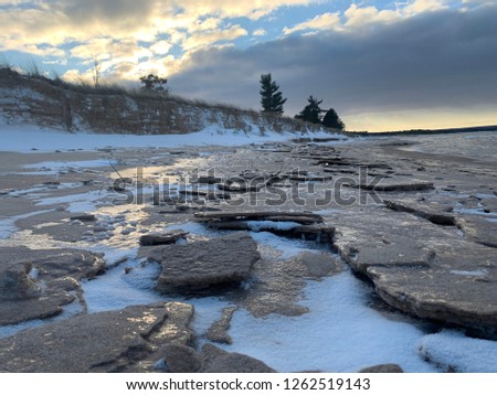 Sand and Ice Shelves on the Beach-Lake Superior, Michigan
