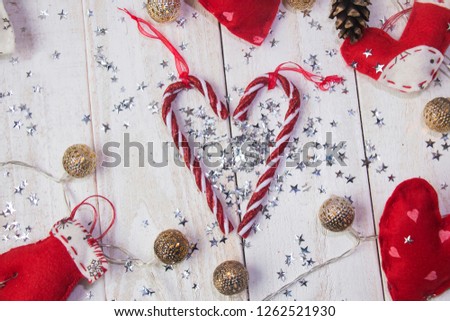 Christmas composition.  red decorations on white background. Christmas, winter, new year concept. Flat lay, top view