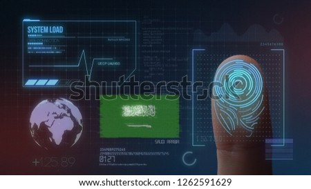 Finger Print Biometric Scanning Identification System. Saudi Arabia Nationality  Royalty-Free Stock Photo #1262591629