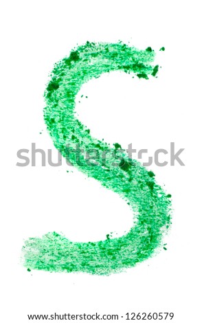 S letter painted on a white background