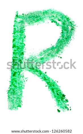 R letter painted on a white background