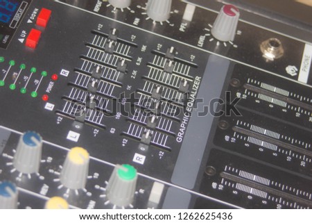 blurred sound mixer from sound system 