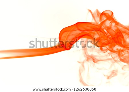 Orange smoke isolated on white background