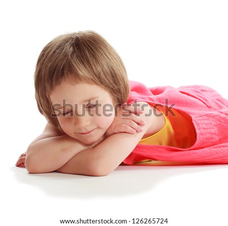 the lovely girl sleeps in studio on a white background the isolated