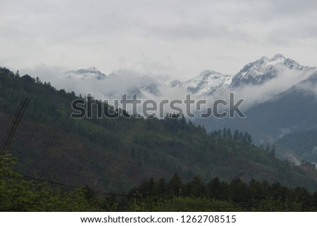snow capped mountain in bhutan