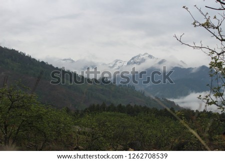 snow capped mountain in bhutan