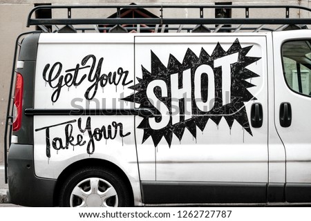 Motivational wrap on a white van vehicle millennials get your shot take your shot.