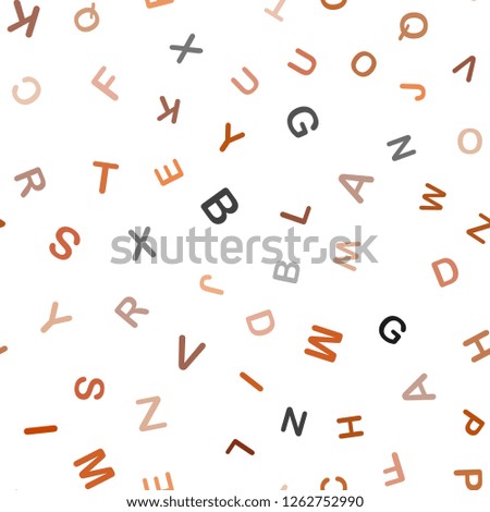 Dark Orange vector seamless texture with ABC characters. Blurred design in simple style with signs of alphabet. Pattern for trendy fabric, wallpapers.
