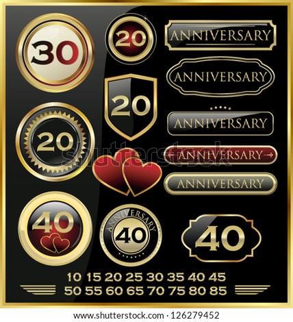 Anniversary golden labels and additional elements