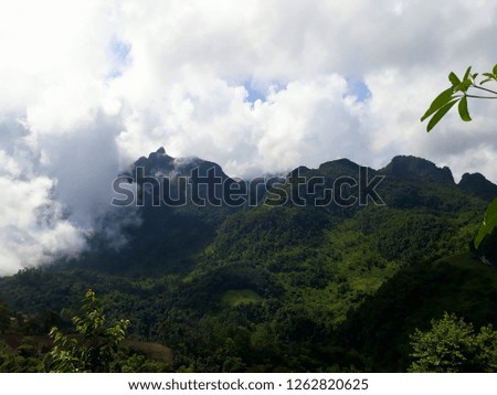 Doi Luang Chiang Dao, Chiang Mai, Thailand. The third highest mountain in Thailand. The mountain is covered with many clouds. The limestone mountains are beautiful.