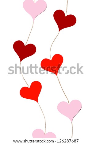 Hearts garlands isolated on white background