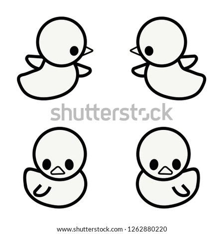 duck toy for kid baby bath, icon design isolated object outline vector illustration 