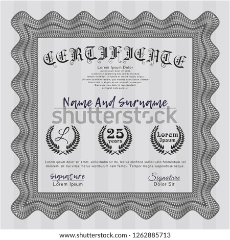 Grey Classic Certificate template. With complex background. Money Pattern. Customizable, Easy to edit and change colors. 