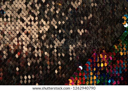 colorful rainbow sequins, close up foto