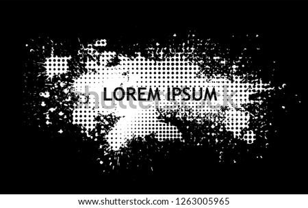 Abstract monochrome blot with text. Vector