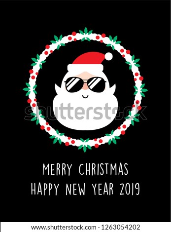 cute  santa  claus wreath merry christmas greeting card vector
