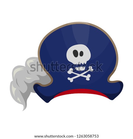 Pirate Hat with Skull and Feather. Vector Illustration.