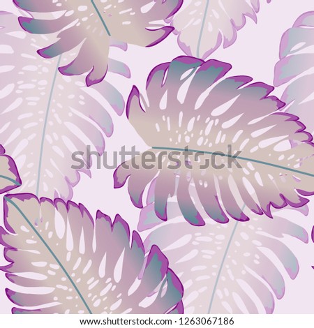 Tropical seamless pattern with leaves.Exotic tropical isolated leaves. Fashionable summer background with leaves for fabric, wallpaper, paper, covers.
