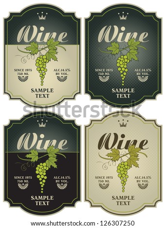 set of four labels for wine with grapes