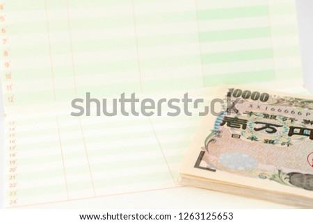 Passbook and Japanese money