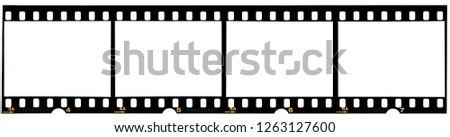 long 35mm film strip or frames on white, free empty film photo placeholder
