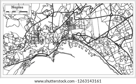 Naples Italy City Map in Retro Style. Outline Map. Vector Illustration. 