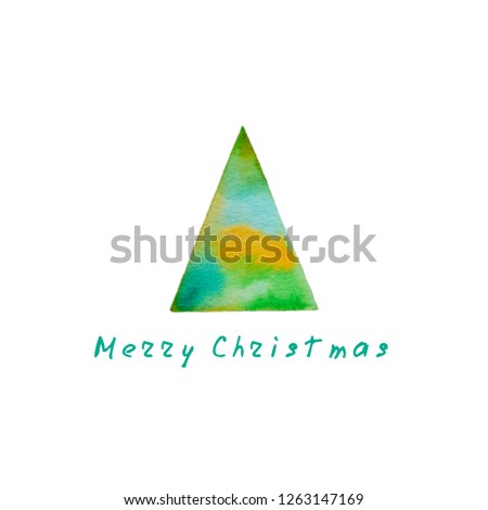 Abstract watercolor christmas tree isolated on white background. Hand drawn design for goft card, patterns and wallpapper