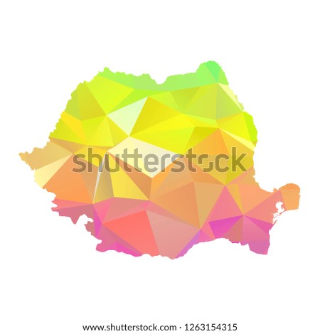 Abstract Polygon Map - Vector illustration Low Poly Colorful Romania map of isolated. Vector Illustration eps10. 