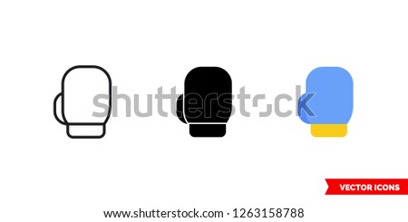 
Boxing glove icon of 3 types: color, black and white, outline. Isolated vector sign symbol.