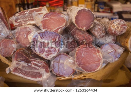 salami and sausages pork products typical Italian food products ityaly