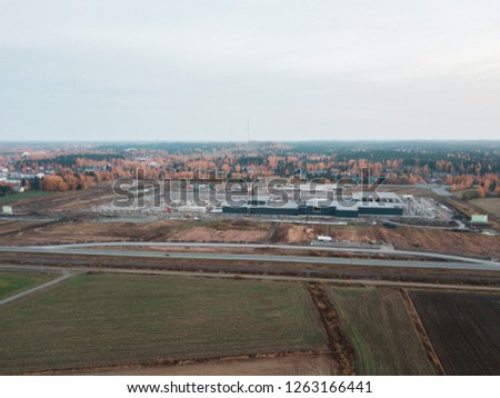 Aerial Photo of Finnish Landscape with nice autumn colors of Finland.