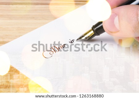 Fountain pen on  handwritten on background