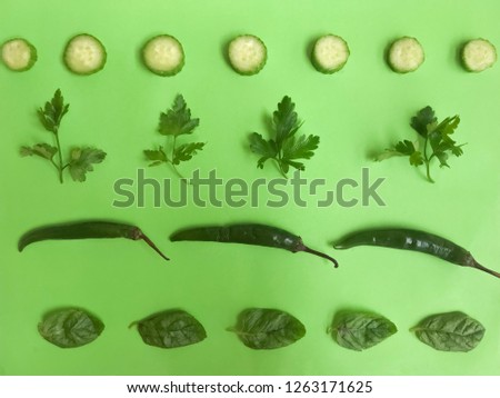 Flat lay green vegetables