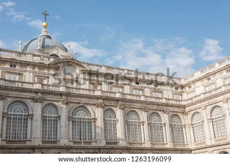 Image of the Royal Palace of Madrid, which is the official Spanish Royal Family residence. It is located in the city of Madrid. The architecture is jaw dropping.