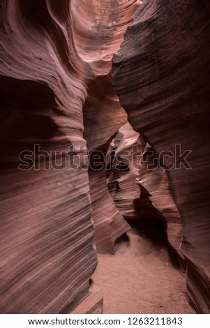 Scenic beauty of the famous Antelope Canyon in Arizona. It is a slot canyon on the Navajo land. It is one of the most adventurous places in Arizona and is very famous among tourists.