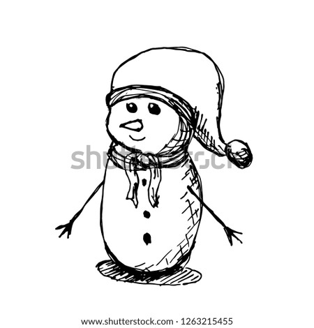 Hand drawn vintage snowman icon. Chistmas, new year and holidays sign for mobile, infographic, website or app.