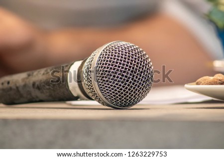Close up of microphone on balcony in Brazil