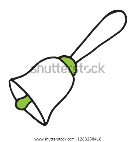 Hand drawn bell doodle. Sketch Back to school, icon. Decoration element. Vector illustration