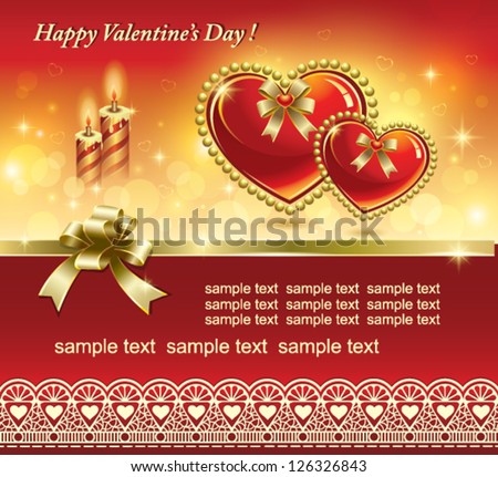 romantic postcard with heart and candle