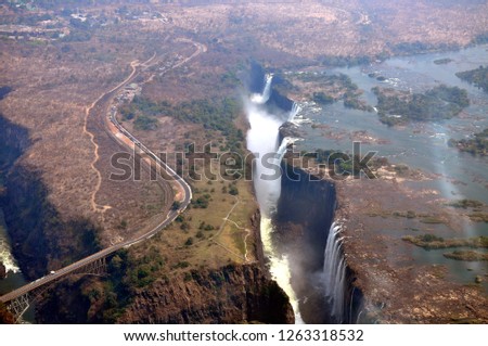 Aerial view of Victoria waterfalls