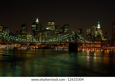 Brooklyn Bridge and Manhattan Skyline at Night