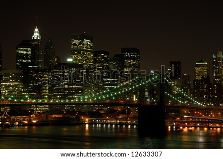 Brooklyn Bridge and Manhattan Skyline at Night