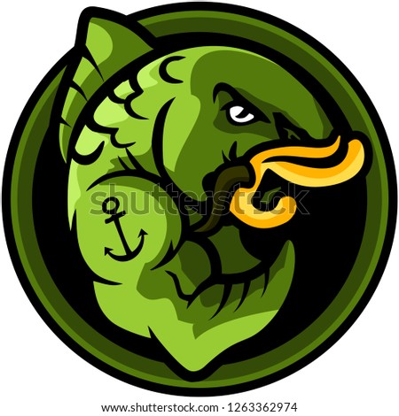 Angry strong Carp. Emblem of the vector illustration