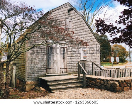 The Dexter Grist Mill (the oldest mill on Cape Cod) exterior located in New England Sandwich, Massachusetts, United States.