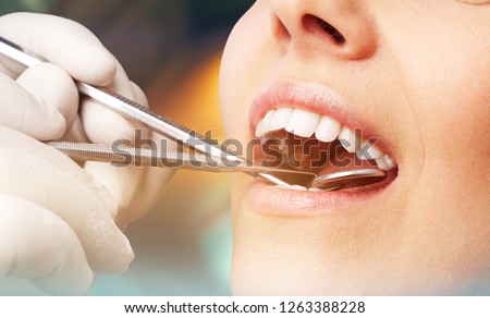 Odontology periodontal attractive teenager beautiful girl bleaching Royalty-Free Stock Photo #1263388228