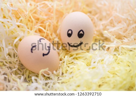 Two eggs with micro expressions